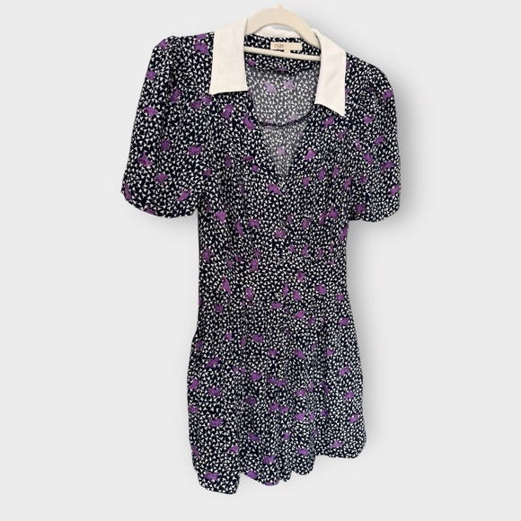 Maje Designer Navy, White and Purple Floral Romper - Picture 5 of 8